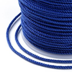 Blue Macrame Cotton Cord, Braided Rope, with Plastic Reel, for Wall Hanging, Crafts, Gift Wrapping, Blue, 1.2mm, about 49.21 Yards(45m)/Roll
