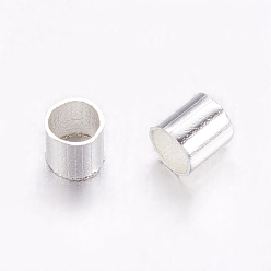 Argent Perles à écraser en laiton , Tube, argenterie, 2x2mm, Trou: 1.5mm