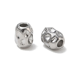 Stainless Steel Color 304 Stainless Steel Beads, Hammered Oval, Stainless Steel Color, 5x4mm, Hole: 1.7mm