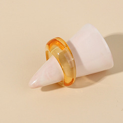 Amarillo Anillo transparente acrílico de moda: anillo de mujer sencillo y elegante.