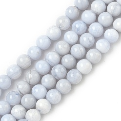 Синий Кружевый Агат Натуральный голубой кружевной агат бисер нитей, круглые, 4 мм, отверстие : 0.7 мм, около 103 шт / нитка, 15.75'' (40 см)