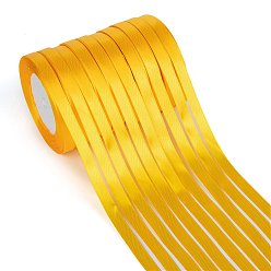Gold Single Face Solid Color Satin Ribbon, for Gift Packaging, Party Decoration, Gold, 5/8 inch(15~16mm), about 25yards/roll(22.86m/roll), 10rolls/group