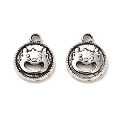 Antique Silver Tibetan Style Alloy Charmss, Cadmium Free & Lead Free, Flat Round with Dragon, Antique Silver, 13x10.5x2mm, Hole: 1.6mm, about 1724pcs/1000g