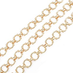 Real 18K Gold Plated Alloy Link Ring Chains, with Spool, Cadmium Free & Nickel Free & Lead Free, Unwelded, Real 18K Gold Plated, 12x12x3mm, about 32.81 Feet(10m)/Roll