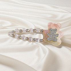 Pink Заколки для волос из хрустального стекла из кожи аллигатора, аксессуары для волос для женщин и девочек, медведь, розовые, 70x30 мм