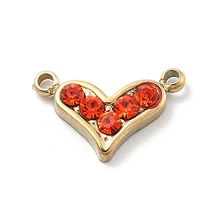 Гиацинт 304 из нержавеющей стали горный хрусталь подвески, сердце прелести, ионное покрытие (ip), реальный 14 k позолоченный, гиацинт, 7x11x2 мм, отверстие : 1 мм