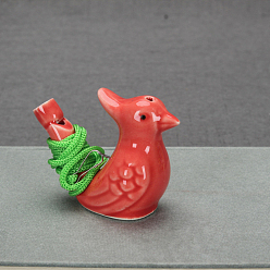 Red Bird Porcelain Whistles, with Polyester Cord, Whistles Toys for Kids Birthday Gift, Red, 70x36x55mm