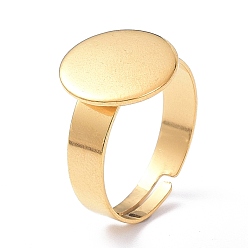 Real 18K Gold Plated Ion Plating(IP) Adjustable 304 Stainless Steel Finger Rings Components, Pad Ring Base Findings, Flat Round, Real 18K Gold Plated, Tray: 12mm, 4mm, US Size 6 1/2(16.9mm)