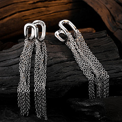platinum color Chic Fringe Tassel Earrings with U-Shaped Clasp - Inspired by Chen Shuting's Style