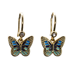 CE0074CX black Minimalist Oil Drop Butterfly Earrings with Micro Pave Zirconia Stones for Women
