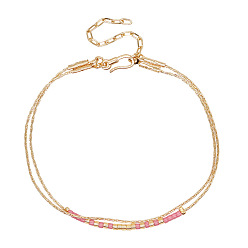 MI-B220422B Colorful Miyuki Beaded Double-Layer Bracelet with Gold Plated Wire, Unique Jewelry