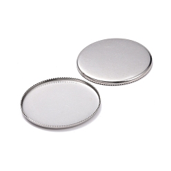 Stainless Steel Color 304 Stainless Steel Plain Edge Bezel Cups, Flat Round, Stainless Steel Color, 31x2mm, Tray: 30mm