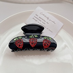 Black - 8cm*4.5cm Сверкающая клубничная заколка для волос с бриллиантами, Милый дизайн акулы - модный аксессуар Эмиджея