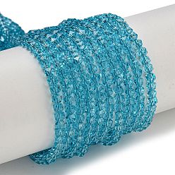 Голубой Стеклянные бусины с гальваническим покрытием , гальваническое покрытие, граненые, звезда, голубой, 3x4x4 мм, отверстие : 1 мм, около 98 шт / нитка, 12.60'' (32 см)