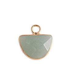 White Jade Natural White Jade Pendants, with Golden Plated Brass Edge, Dyed, Faceted, Half Round Charms, 10x13mm