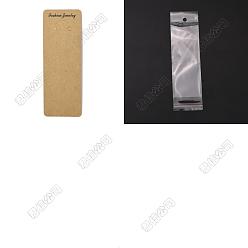 Цвет Древесины 120шт. картонные бумажные карточки для демонстрации брелоков, с 120 целлофановыми пакетами OPP, прямоугольные, деревесиные, 15x5.3x0.04 см, отверстие : 5.8 мм