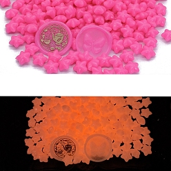 Deep Pink Luminous Sealing Wax Particles, for Retro Seal Stamp, Star, Deep Pink, Packing: 125x90mm