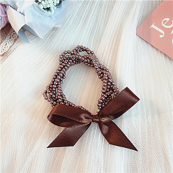 brown Sweet Pearl Butterfly Hair Tie for Girls, Elegant and Chic Headband Accessory