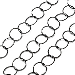 Electrophoresis Black 304 Stainless Steel Rolo Chains, Soldered, with Spool, Electrophoresis Black, 13x1mm