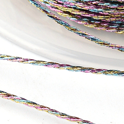Colorful Round Metallic Thread, Embroidery Thread, 3-Ply, Colorful, 0.4mm, about 164.04 yards(150m)/roll