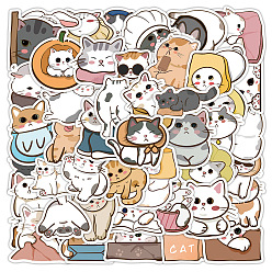 Mixed Color 60Pcs Cartoon Cat PVC Stickers for DIY Decorating Luggage, Guitar, Notebook, Mixed Color, 20~80mm, 60pcs