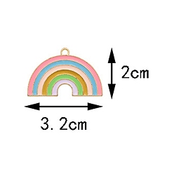 Rainbow Golden Alloy with Enamel Pendants, Pride Rainbow Flag Theme, Rainbow, 32x20mm