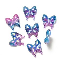 Royal Blue UV Plating Rainbow Iridescent Acrylic Beads, Gradient Beads, Butterfly, Royal Blue, 30x29x10mm, Hole: 2mm
