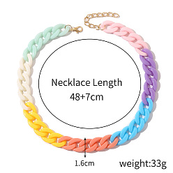 ① N2107-11 Macaron Color Colorful Acrylic Hip-hop Style Statement Necklace for Women