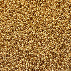 (RR191) 24kt Gold Plated MIYUKI Round Rocailles Beads, Japanese Seed Beads, 11/0, (RR191) 24kt Gold Plated, 2x1.3mm, Hole: 0.8mm, about 1100pcs/bottle, 10g/bottle