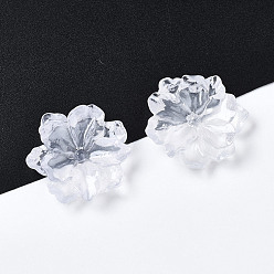 Прозрачный Кабошоны из смолы, стиль имитации жемчуга, цветок, прозрачные, 23~25x23~25x6.5~8 мм