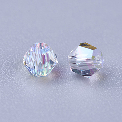 Crystal AB K9 Glass Beads, Faceted, Bicone, Crystal AB, 3x3mm, Hole: 0.8mm