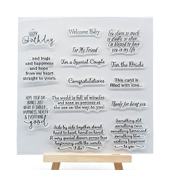 Clear Greetings Phrase Plastic Stamps, for DIY Scrapbooking, Photo Album Decorative, Cards Making, Clear, 140x140mm