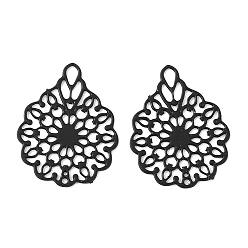 Черный Аэрозольная краска 430 подвески из нержавеющей стали, цветок, чёрные, 14.5x11.5x0.3 мм, отверстие : 2x1 мм