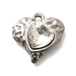 Кристалл 304 подвески из нержавеющей стали, со стразами, цвет нержавеющей стали, сердце, кристалл, 16.5x16.5x5.5 мм, отверстие : 1.8 мм