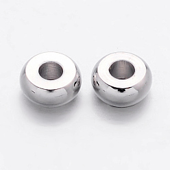 Platinum Spacer Beads, Brass, Nickel Free, Rondelle, Platinum Color, about 4mm in diameter, 1.9mm thick, hole: 1.2mm