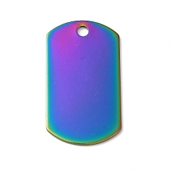 Rainbow Color 304 подвески из нержавеющей стали, прямоугольные, штамповка пустой метки, Радуга цветов, 35x19.5x1 мм, отверстие : 3 мм