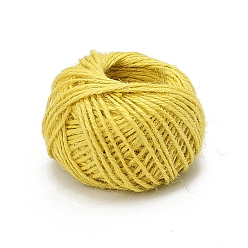 Yellow 50M Round Jute Cord, for Gift Wrapping, Party Decoration, Yellow, 2mm, about 54.68 Yards(50m)/Roll