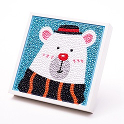 Медведь Diy Рождественская тема квадратная алмазная картина комплект, включая сумку со стразами из смолы, алмазная липкая ручка, поднос тарелка и клей глина, медведь, 150x150 мм