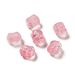 Light Coral Spray Painted Transparent Glass Beads, Drum, Light Coral, 12x10mm, Hole: 1mm