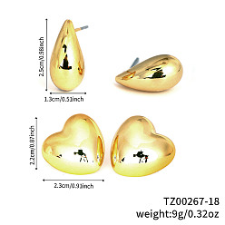 Золотой 2 пары элегантных модных пластиковых сережек, сердце и слеза, золотые, 25~22x13~23 мм