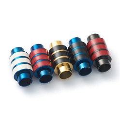Mixed Color 304 Stainless Steel Magnetic Clasps, Tube, Mixed Color, 20x7~10mm, Inner Diameter: 6mm