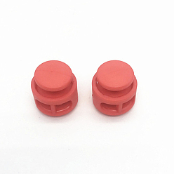 Salmon Nylon Cord Locks Clip Ends, Double Hole Drawstring Stopper Fastener Buttons, Salmon, 1.7cm, Hole: 6mm