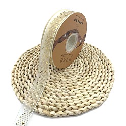 Star 50 Yards Gold Stamping Organza Ribbon, Polyester Printed Ribbon, for Gift Wrapping, Party Decorations, Star, 1 inch(25mm)