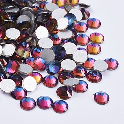 Colorful Glass Flat Back Rhinestone, Grade A, Back Plated, Faceted, Half Round, Colorful, 6.3~6.5mm, about 288pcs/bag