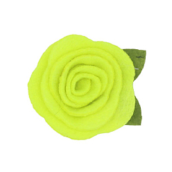 Green Yellow Wool Felt Cabochons, Rose, Green Yellow, 50x40mm