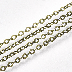 Antique Bronze Brass Cable Chains, Soldered, with Spool, Flat Oval, Antique Bronze, 2.5x2x0.3mm, about 49.21 Feet(15m)/roll