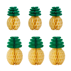 Colorful Pineapple Paper Honeycomb Ball, Lantern, For Home Garden & Hawaiian Party Decoration, Colorful, 19.6~31.5x5.7~9.3x0.4cm, 10pcs/set