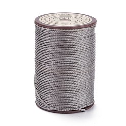 Silver Round Waxed Polyester Thread String, Micro Macrame Cord, Twisted Cord, for Leather Sewing Stitching, Silver, 0.8mm, about 54.68 Yards(50m)/Roll