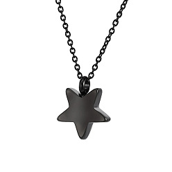 Черный Ожерелье с подвеской из нержавеющей стали в форме звезды, ожерелья из урны с прахом для мужчин и женщин, чёрные, 19.69 дюйм (50 см)