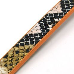 Dark Orange PU Leather Cord, Imitation Snake Skin, Dark Orange, 10x2mm, about 1.31 yards( 1.2m)/strand